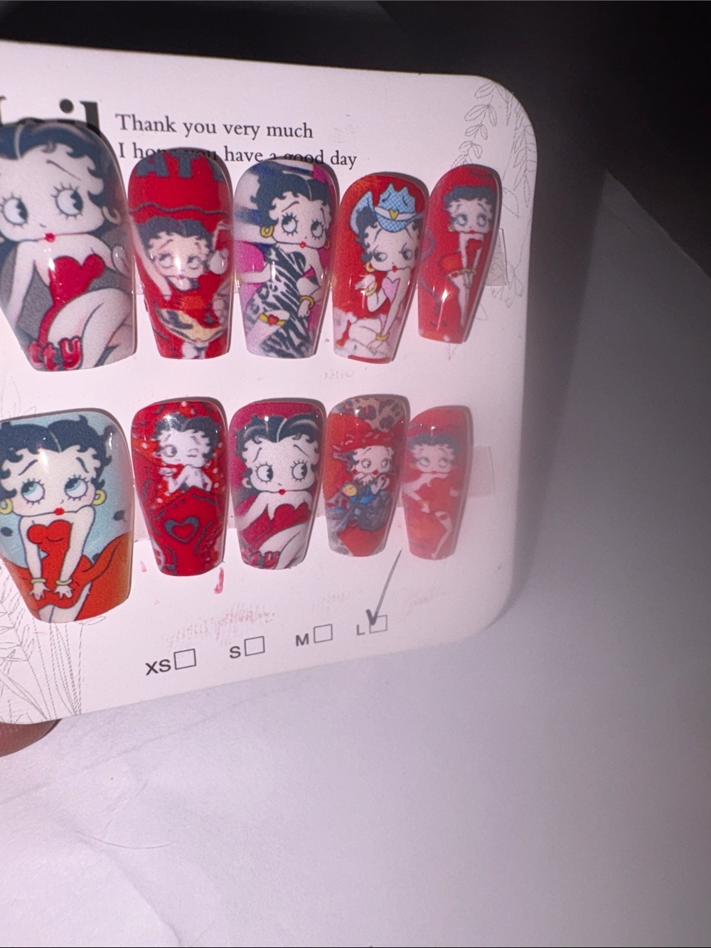 Custom made : Betty BoopPress-On Nail Set: Sz L